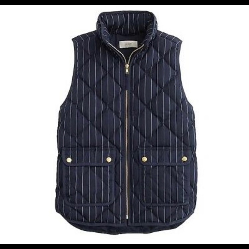 J Crew Navy Quilted Down Vest, Size XXS